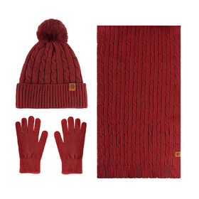 TOPTIE Winter Knitted Hat with Pom Pom, Long Scarf and Touchscreen Gloves for Women Cold Weather