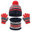 TOPTIE Kid Pom Pom Beanie Hat Scarf Gloves Set, Toddler Warm Knit Hat, Thick Fleece Lined Skull Cap for Age 2-7 - Red
