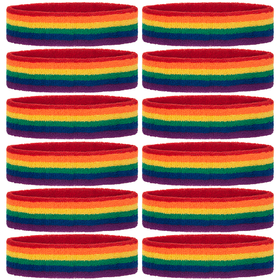 GOGO 1 Dozen Rainbow Headbands, Terry Cloth Sweatband for Running, Gym, Workout