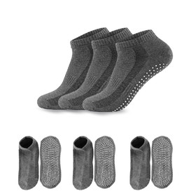 Muka 3 Pair Unisex Yoga Socks with Non-Slip Grips, Non Skid Barre Socks for Fitness Hospital