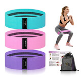 Muka 3 Pcs Resistance Bands Fabric Stretch Bands for Working Out, Yoga Elastic Band Loops for Booty Legs Thigh Glute Exercise