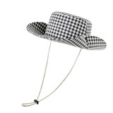 TOPTIE Cotton Plaid Fisherman Hat, Breathable Sun Protection Hat with Wide Brim, Summer Bucket Hat for Outdoor Travel