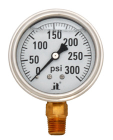 Zenport LPG300 Glycerin Liquid Filled Pressure Gauge, 300 PSI