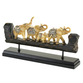 Accent Plus 10016143 Elephant Family Carved Decor