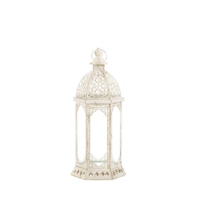 Accent Plus 10017449 Graceful Distressed Small White Lantern