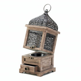 Accent Plus 10018058 Large Flip-Top Wooden Lantern