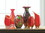 Accent Plus 10018102 Red Floral Flow Glass Vase