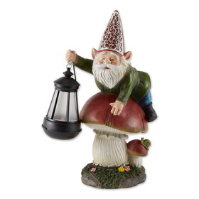 Accent Plus 10018235 Gnome On Mushroom Solar Statue