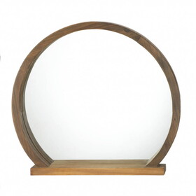 Accent Plus 10018522 Round Wooden Mirror With Shelf