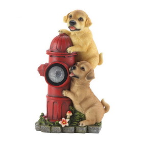 Summerfield Terrace 10018961 Dogs And Fire Hydrant Solar Statue