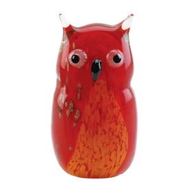 Accent Plus 10019073 Red Owl Art Glass