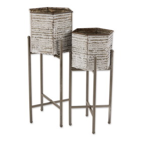 Accent Plus 4506325 Hexagon Bucket Plant Stand Set Of 2