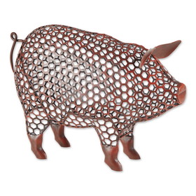 Accent Plus 4506339 Chicken Wire Pig Sculpture