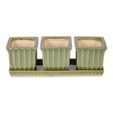 Accent Plus 4506382 Green Square Ceramic Small Planter Set Of 3