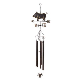 Accent Plus 4506851 Weathervane Wind Chime - Iron Pig