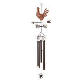 Accent Plus 4506852 Weathervane Wind Chime - Copper Rooster