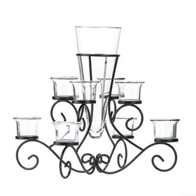 Accent Plus 57071008 Scrollwork Candle Stand With Vase