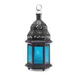 Gallery of Light 57071224 Blue Glass Moroccan Style Lantern