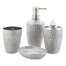 Accent Plus 57074091 Hammered Silver Texture Bath Accessories