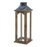 Gallery of Light 10018495 Large Simple Metal Top Wooden Lantern