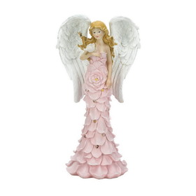 Wings of Devotion 57074372 Solar Powered Pink Rose Angel Statue