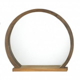 Accent Plus 57074376 Round Wooden Mirror With Shelf
