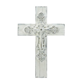 Wings of Devotion 10018692 Ornate Whitewashed Cross