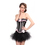 MUKA Burlesque Pink & Black Corset And Petticoat, Panty Included, Gift Idea